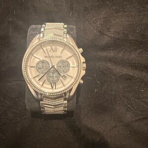 Michael Kors Silver-Tone Men's Crystal Accent Chronograph Watch